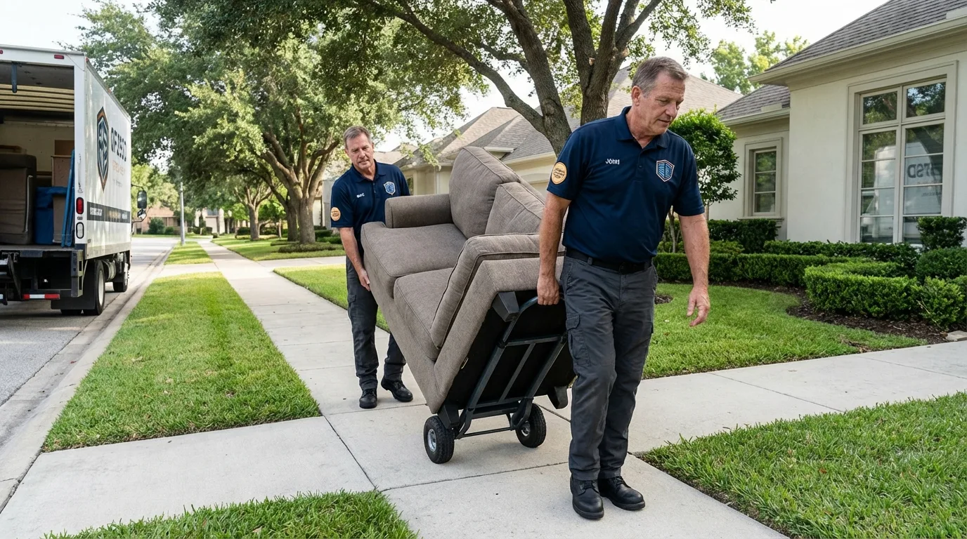 Local residential moving crew loading furniture in Ellinwood, KS